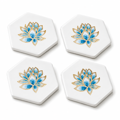 Set of 4 porcelain coasters "Lotus" - 10x9cm