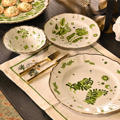 Floral Decal Salad Bowl Verde