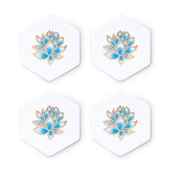 Set of 4 porcelain coasters "Lotus" - 10x9cm
