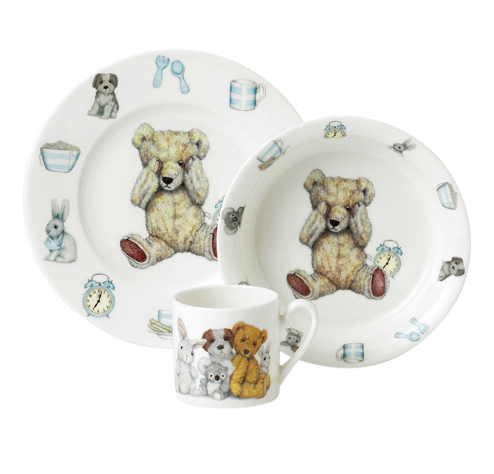 Teddy Time Blue Cup Plate & Bowl (Gift Box)