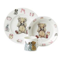 Teddy Time Pink Cup Plate & Bowl Set X 1 Gift Box