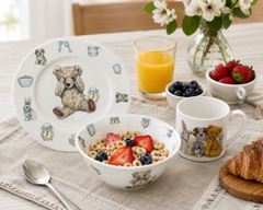Teddy Time Blue Cup Plate & Bowl Set (Gift Box)