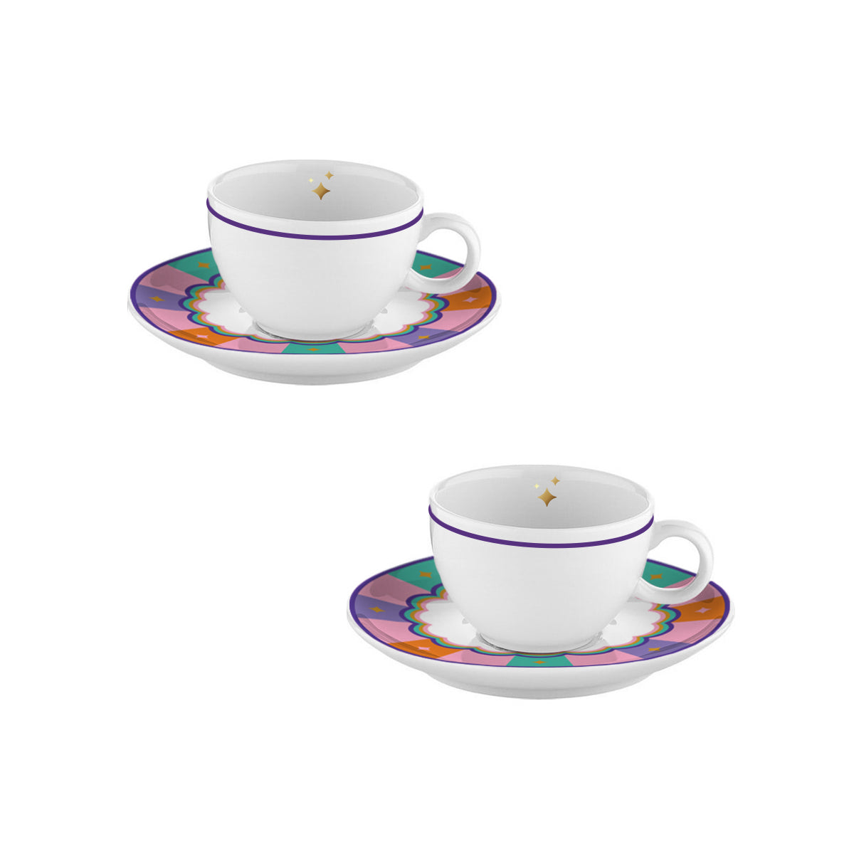 Circus Tea Cups Set of 2 / Gift Box