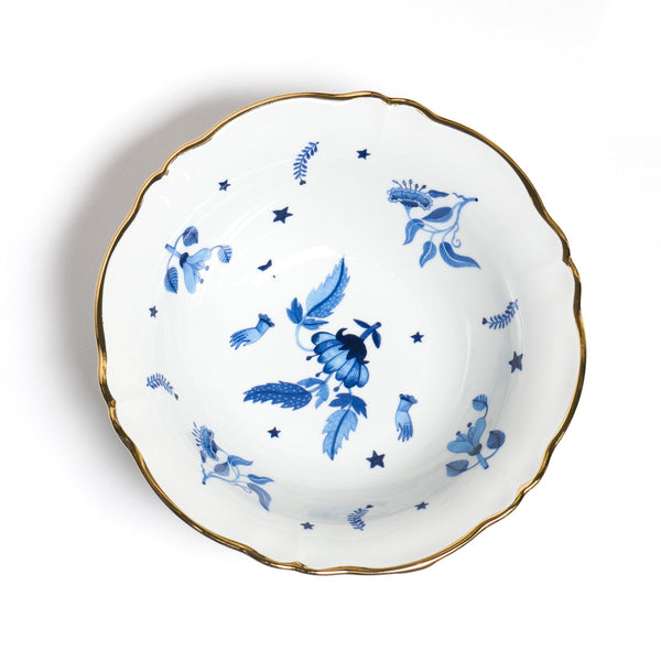 Floral Decal Salad Bowl Blue