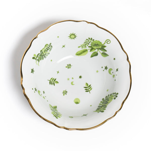 Floral Decal Salad Bowl Verde