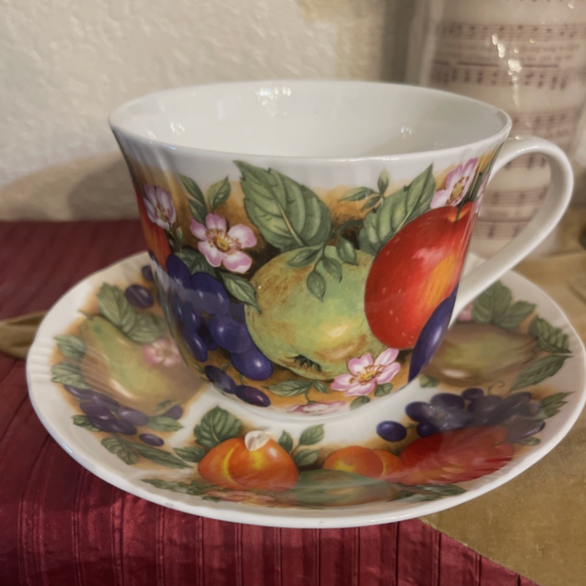 Orchard Fruits Chats Bfast Cup & Saucer (Box of 2)