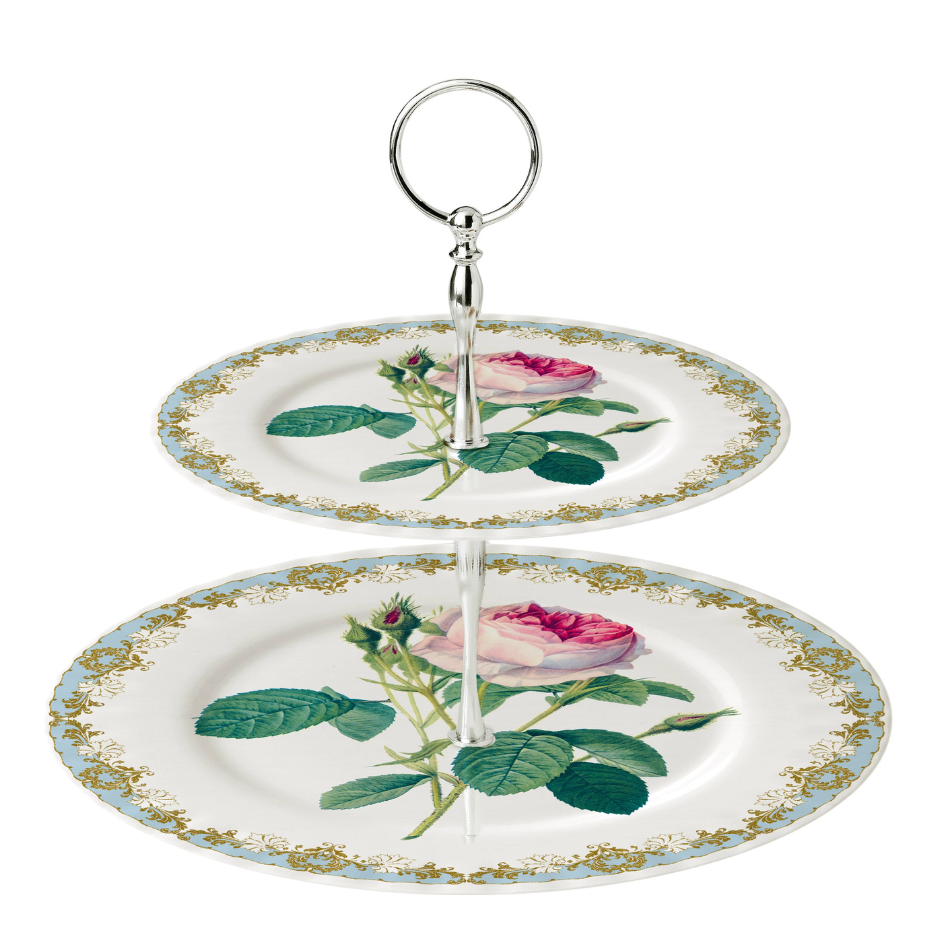 Vintage Rose Two Tier Cake Stand Gift Box