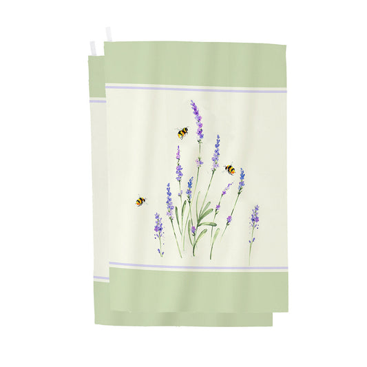 Bees With Lavender Tea Towel (Pack of 2)