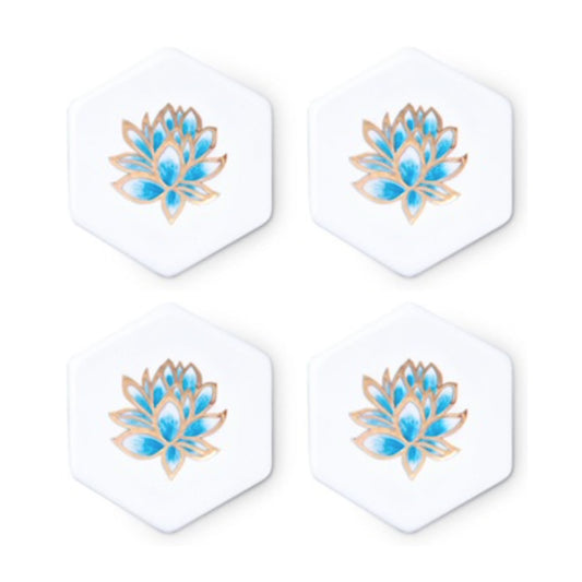 Set of 4 porcelain coasters "Lotus" - 10x9cm